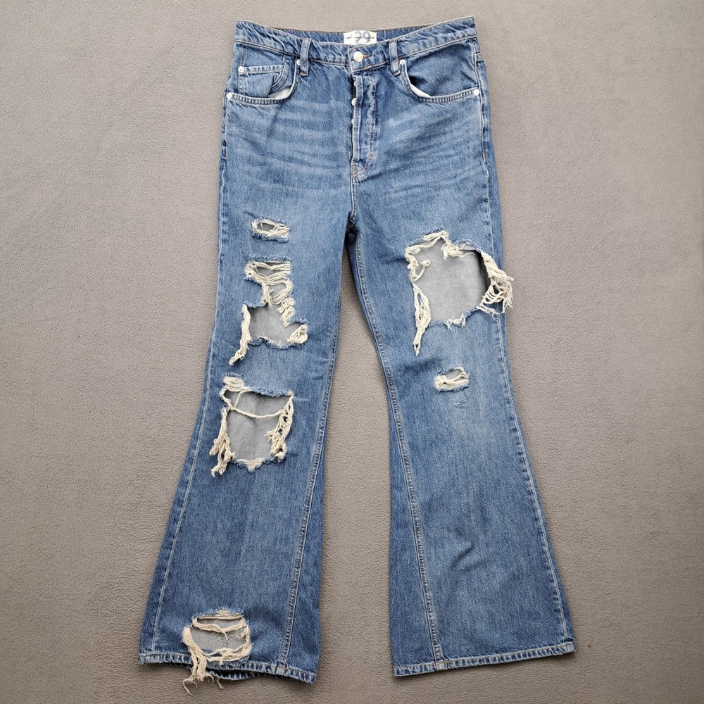 WE THE FREE BDG Denim Bell Bottom Jeans Medium Wash Ripped Sz 29 Flare Leg Wide